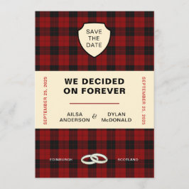 スコットランドタータンチェックブックカバー|日付を保存 招待状