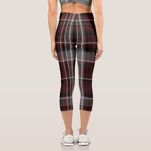 スコットランドタータンチェックブルガンディーグレーケルトの格子柄 カプリレギンス (裏面)