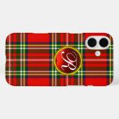 スコットランドタータンチェック及び赤ルビー宝石モノグラム Case-Mate iPhoneケース (裏面 (横))