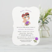 スコットランドタータンチェック |アザラシの花かわいい赤ちゃんシャワー 招待状 (スタンド正面)