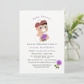 スコットランドタータンチェック |アザラシの花かわいい赤ちゃんシャワー 招待状 (スタンド正面)