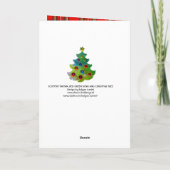 スコットランドタータンチェック、赤い緑の弓とクリスマスツリー シーズンカード (裏面)