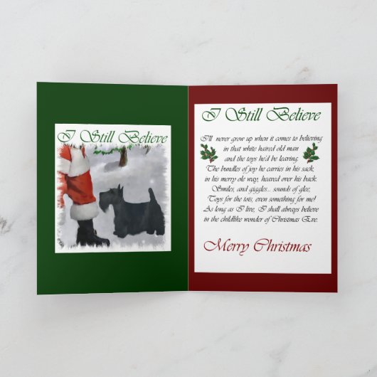 スコットランドテリアのクリスマスのギフト シーズンカード (内部)