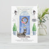 スコットランドテリアの玄関ドアの移動告知 招待状 (スタンド正面)