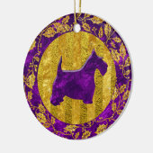 スコットランドテリアの金ゴールドの紫色 セラミックオーナメント (左)