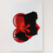 スコットランドテリアの黒のsihouette heart/1014の部分 ジグソーパズル (縦)