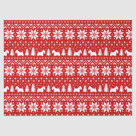 スコットランドテリアはクリスマスパターンのシルエットを描きます 薄葉紙 (正面)