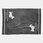 スコットランドテリアはヴィンテージの黒板をここにだめにしました キッチンタオル (横)