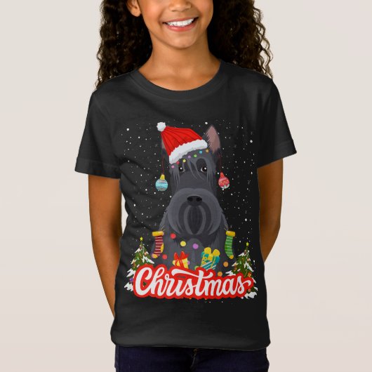 スコットランドテリアクリスマスクリスマススコッチドッグ Tシャツ (正面)