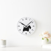 スコットランドテリア犬のシルエット ラウンド壁時計 (ホーム)