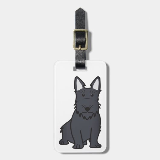 スコットランドテリア犬の漫画 ラゲッジタグ (正面縦)