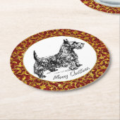 スコットランドテリア ラウンドペーパーコースター (アングル)