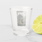 スコットランドデザイン：ハイランド牛、城、景色 ショットグラス (裏面)