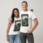 スコットランドデザイン:ハイランド牛、城、景色 Tシャツ (ユニセックス)