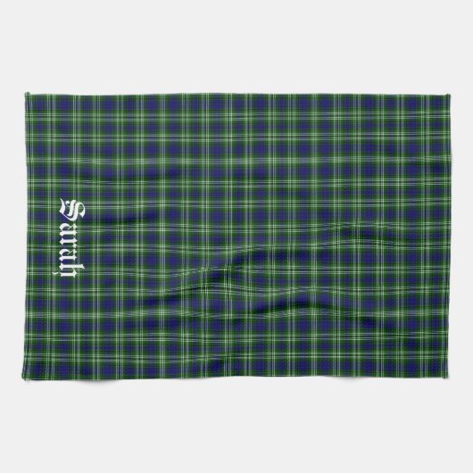 スコットランドトゥイードサイドディストリクトパーソナライズされたタータンチェック キッチンタオル (横)