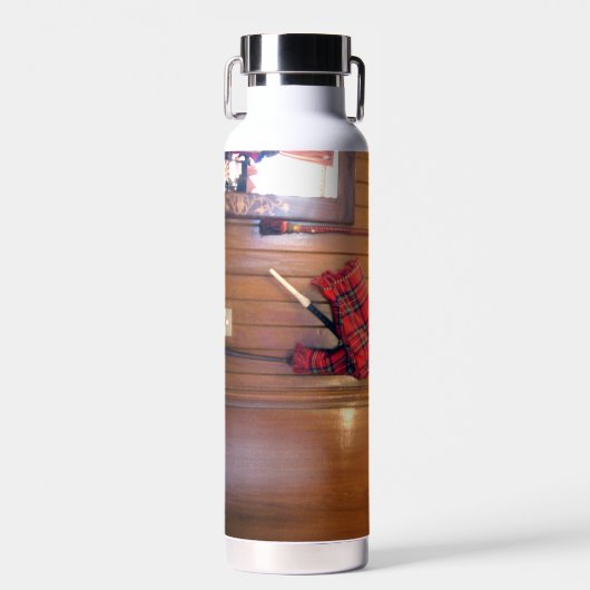 スコットランドバグパイプタータンチェックプレイドミュージカル楽器 ウォーターボトル (正面)