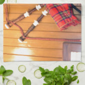 スコットランドバグパイプタータンチェックプレイドミュージカル楽器 キッチンタオル (折り畳み)