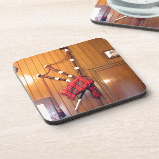 スコットランドバグパイプタータンチェックプレイドミュージカル楽器 コースター (左側)