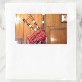 スコットランドバグパイプタータンチェックプレイドミュージカル楽器 長方形シール (バッグ)