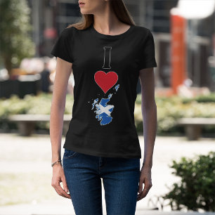 スコットランドバーティカルI大好きスコットランド国旗のマップ女性 Tシャツ