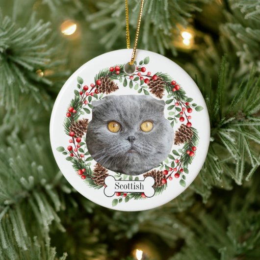 スコットランドフォールド セラミックオーナメント (ツリー)