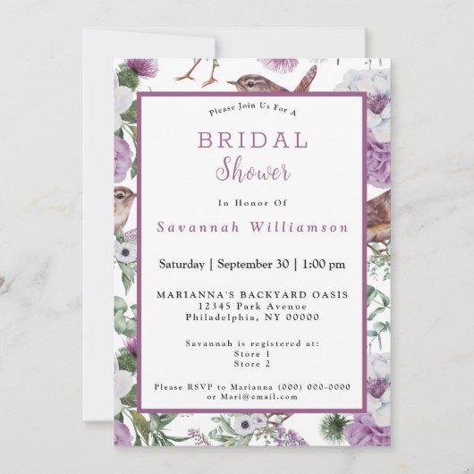 スコットランドフラワーズバーズウォーターブライダルシャワー 招待状 (正面)