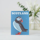 スコットランドプフィン鳥ヴィンテージ旅行ポスター ポストカード (スタンド正面)