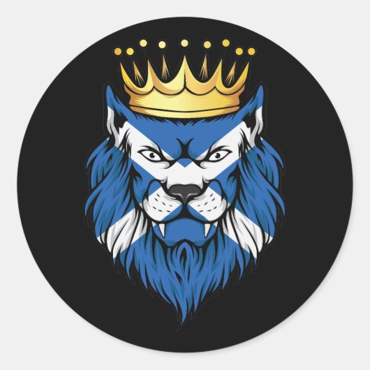 スコットランドライオンキング国旗 ラウンドシール (正面)