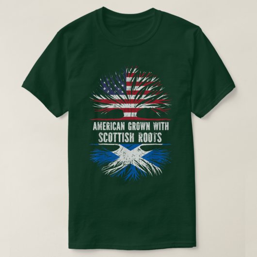 スコットランドルーツUSA国旗Scotlaで栽培されたアメリカ人 Tシャツ (デザイン正面)