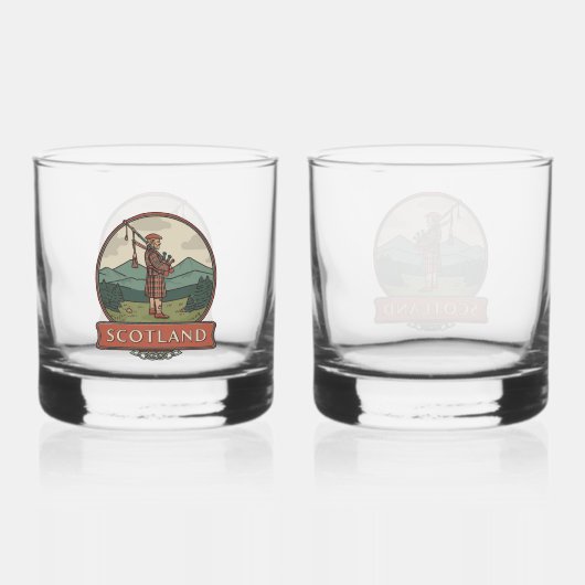 スコットランドヴィンテージトラベル – ハイランドベーパイパー ウイスキーグラス (正面)