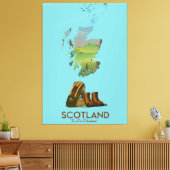 スコットランドヴィンテージハイキング旅行地図ポスター キャンバスプリント (インサイチュ (リビング))