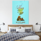 スコットランドヴィンテージハイキング旅行地図ポスター キャンバスプリント (インサイチュ (寝室))