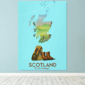 スコットランドヴィンテージハイキング旅行地図ポスター キャンバスプリント (インサイチュ (ウッドフロア))