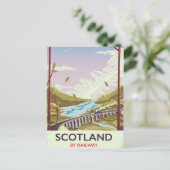 スコットランドヴィンテージ機関車旅行ポスター ポストカード (スタンド正面)