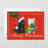 スコットランド人とウェスティー・メリークリスマス シーズンポストカード (正面/裏面)