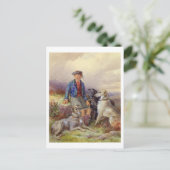 スコットランド人の少年で、ハイランドのランドスカに狼の犬がいる ポストカード (スタンド正面)