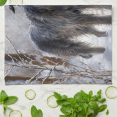 スコットランド人の鹿が雪のクリスマスを過ごした キッチンタオル (折り畳み)