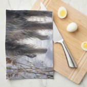 スコットランド人の鹿が雪のクリスマスを過ごした キッチンタオル (四つ折り)