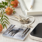 スコットランド人の鹿が雪のクリスマスを過ごした キーホルダー (正面右)