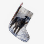 スコットランド人の鹿が雪のクリスマスを過ごした スモールクリスマスストッキング (正面 (吊り時))