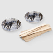 スコットランド人の鹿が雪のクリスマスを過ごした ハンドファン (組立なし)