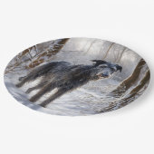 スコットランド人の鹿が雪のクリスマスを過ごした ペーパープレート (アングル)