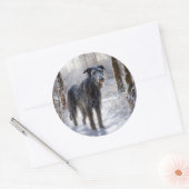 スコットランド人の鹿が雪のクリスマスを過ごした ラウンドシール (封筒)