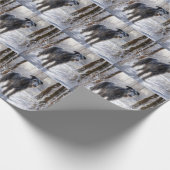 スコットランド人の鹿が雪のクリスマスを過ごした ラッピングペーパー (角)