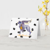 スコットランド人のDeerhoundの骨Mot カード (黄色い花)