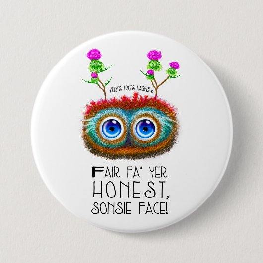 スコットランド人のHaggisおもしろいなロバート・バーンズの引用文 缶バッジ (正面)