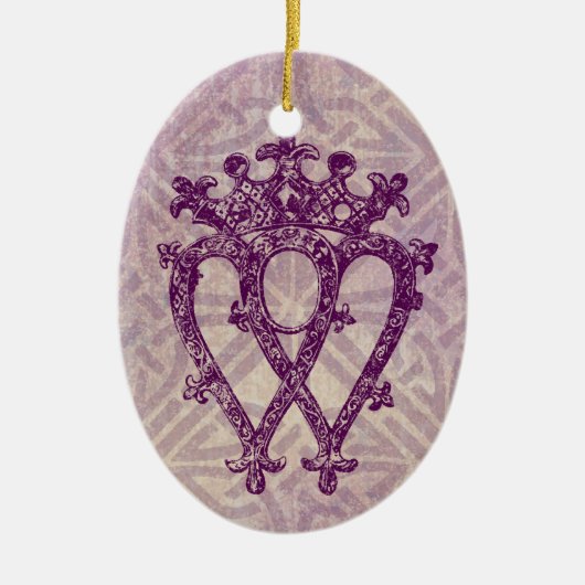 スコットランド人のLuckenboothの紫色のケルト結び目模様パターン セラミックオーナメント (正面)