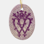 スコットランド人のLuckenboothの紫色のケルト結び目模様パターン セラミックオーナメント (裏面)