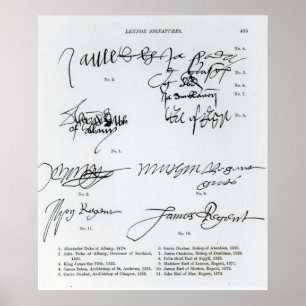 スコットランド人第15および16世紀の署名 ポスター