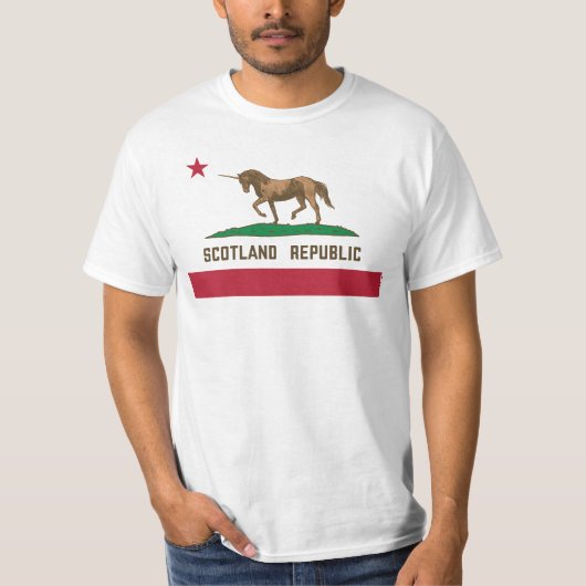 スコットランド共和国カリフォルニア州旗ユニコーン Tシャツ (正面)